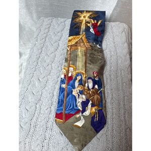 Spencer Lowe Silk Nativity Scene Christmas Tie Religious Holiday‎